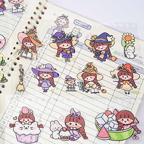 Autocolante Kawaii Scrapbook pentru copii Cute Letter Stickers Book - 50 de coli drăguț Anime Girl Planner Book Sticker Scrapbooking