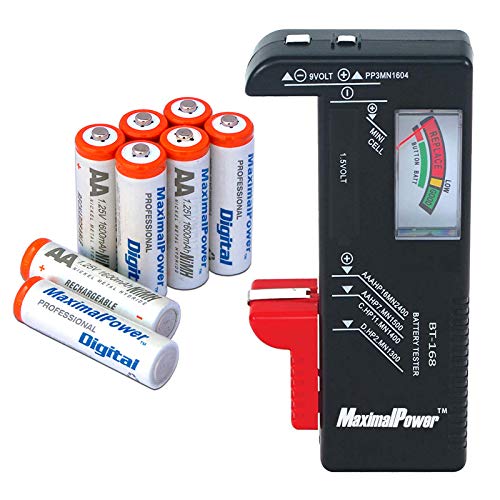 MaximalPower baterie Tester Checker & amp ;8-PC AA 1600mAh NiMh nichel metal hidrură 1.5 V baterii de celule