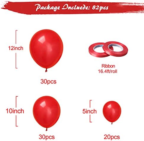 Red Balloons Garland Kit Globos Rojos Balloane roșii Diferite dimensiuni Pachet Arc de baloane roșii mat pentru mireasă, Crăciun,