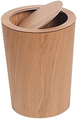 Aiyi Shake coș de gunoi din lemn, Material natural din lemn masiv, Suprafață manuală de mare capacitate, Design neted și îngust,