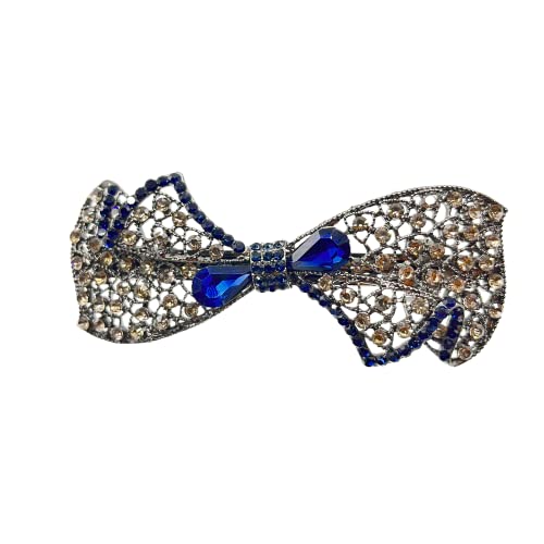 Agrafe elegante de păr fluture din metal negru AYEBY cu strasuri din cristal albastru-Accesorii de păr pentru femei și fete,