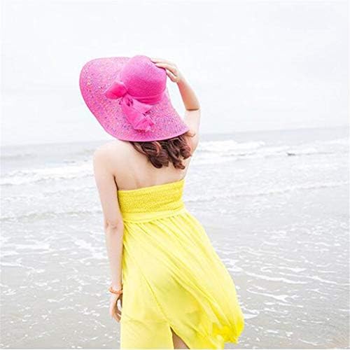 Pălării de paie de vară pentru femei colorate mari pălărie de plajă pentru femei largi pălării de soare, floppy arc paie, șepci