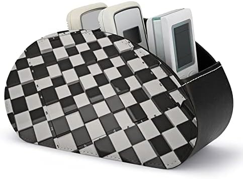 Futurist negru și alb tablă de șah TV Remote Control titularii machiaj Organizator Box PU piele Home depozitare magazin Caddy