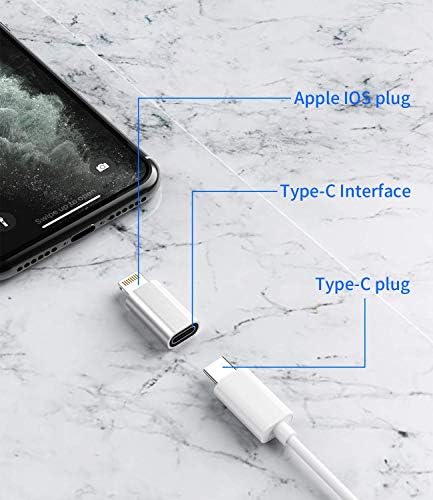 3pack, USB C la Adaptor Lightning, femeie USB-C la Adaptor masculin Lightning, Lightning to USB C, USBC Charging Cable Adapter