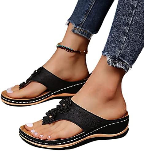 Sandale pentru femei ortopedice Eczipvz, platformă ortotică cu pană sandale de susținere a arcului de susținere pe papuci anti-alunecare