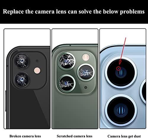 Lozop 2 seturi Camera din spate lentilă sticlă înlocuire cu adeziv preinstalat compatibil pentru iPhone 11 Pro / 11 Pro Max