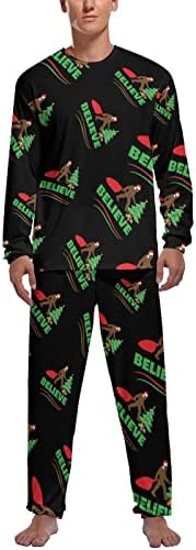 Crăciun Bigfoot Sasquatch bărbați pijama Set Maneca lunga Pulover Sleepwear moale Loung Set Pjs pentru acasă Travel