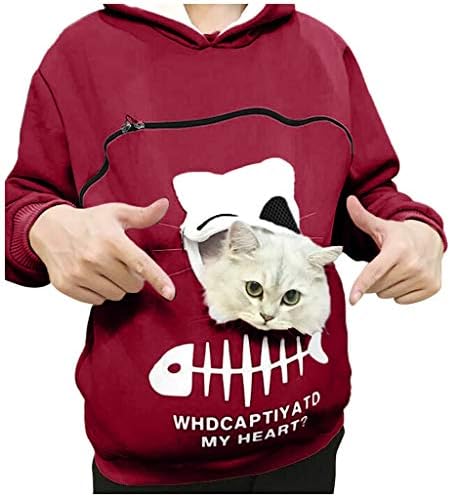 Pulover Maneca Lunga Catelus Titular Tricou Femei Pet Carrier Cat Dog Kangaroo Husă Hoodies Pulover Bluza Bluze