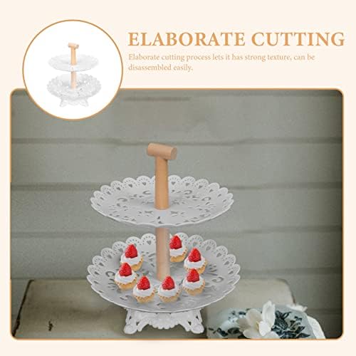 BESTonZON tavă decorativă suport pentru tort alb 2-Tier cupcake cake Plate suport pentru tort Suporturi pentru masă pentru