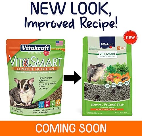 Vitakraft Vita Smart Sugar Glider Food-amestec bogat în proteine-Nutrient-fortificat cu vitamine și minerale esențiale 28 fl