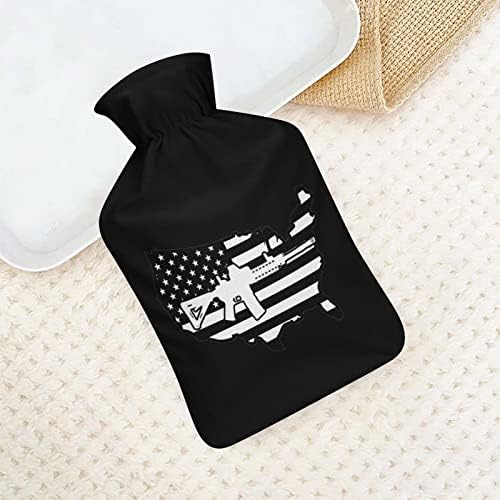 Black American Gun Flag Sagină de apă caldă cu acoperire 1L Injecție sticle de apă caldă pentru relaxare protecție la rece