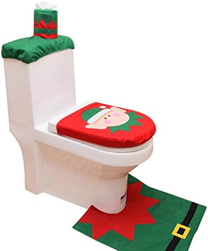 Santa Seat toaletă închidere și acoperire 3pc Set țesut Cover de țesut de Crăciun decor de casă telefonul de Crăciun