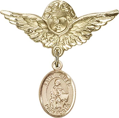 Bijuterii Obsession insigna copil cu St. Giles farmec și înger cu aripi insigna Pin / aur umplut insigna copil cu St. Giles