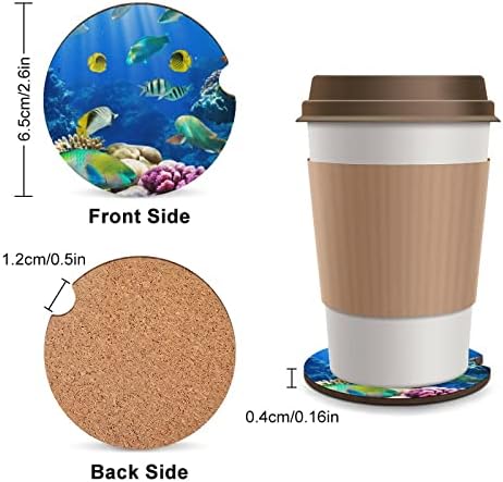 Pești tropicali și Recif De Corali Wooden Car Cup Coasters Cup Holder Non-Slip Mat Interior Decoration Gift Set 1buc