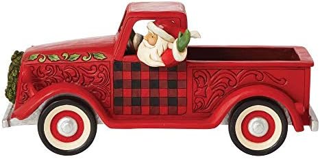 Enesco Jim Shore Country Living Moș Crăciun în camionul roșu mare Figurină de Crăciun 6009128