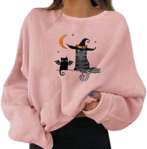 Moda Jachete femei femei Halloween Pulovere distracție grafic imprimare rotund gat Maneca lunga cordon Top