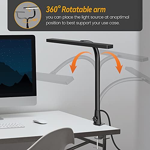 Lampa de birou cu LED -uri Skyleo cu clemă - lămpi de birou pentru protecție pentru ochi pentru birou de acasă - lampă de gâscă