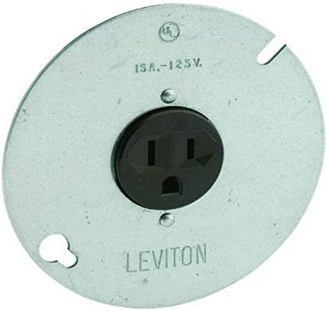 Leviton 5059 15-AMP, 125 VOLT, 3 fire rotunde de tip rotund unic recipient pe capac de 4 inci, oțel placat cu zinc, verde