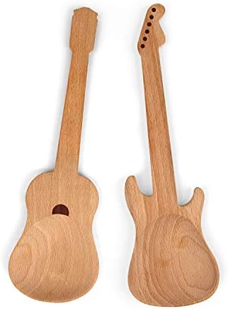 Kikkerland Guitar Shape Rockin linguri de noutate din lemn-rezistente la căldură, Set de 2