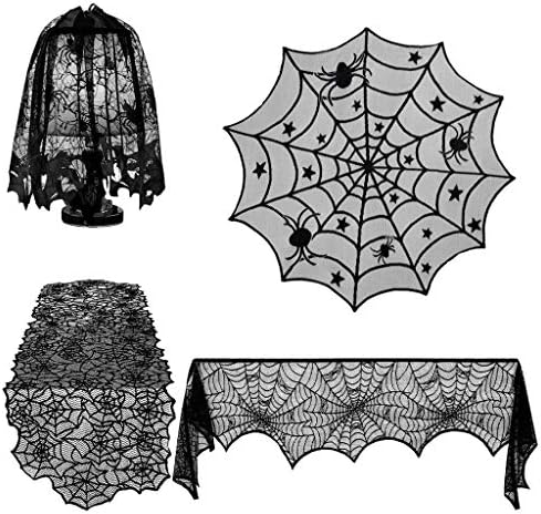Seturi Decorațiuni de Halloween Imagele de masă Lace Halloween 4pcs Bat Decor pentru casă Ornamente de Crăciun