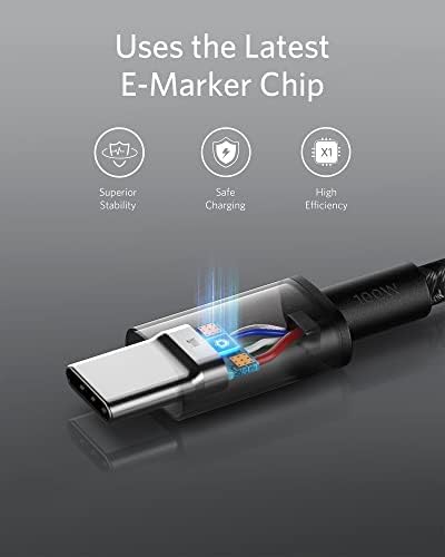 Anker [4-pachet, cablu de încărcare de 6 ft, [2-pack] 333 USB C la cablu USB C și [2-pack] Cablu de fulgere din nylon dublu