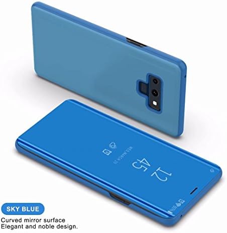 Omorro caz pentru Galaxy Note 9 lux Clear View Electroplate oglindă machiaj design Flip portofel 360 corp complet built-in ecran de protecție Slim greu oglindă Kickstand Cover