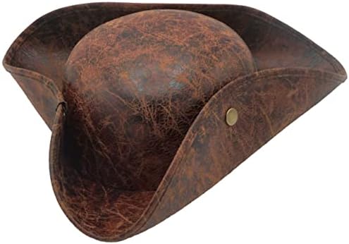 4e ' s Novelty Brown Faux Leather Pirate Hat pentru bărbați adulți femei pălărie Tricorn pentru accesorii de costum pentru