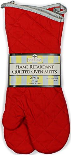 Nouvelle Legende Flame Retardant Bucătărie și BBQ Protecția cu arsuri grele cu arsuri matlasate, 17 inci, roșu, 2 pachete