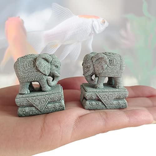 Acvariu Decoratiuni Acvariu Asiatice Foo Câini Statuie O Pereche Fengshui Elefant Ornamente Pet Betta Pește Restul Accesorii