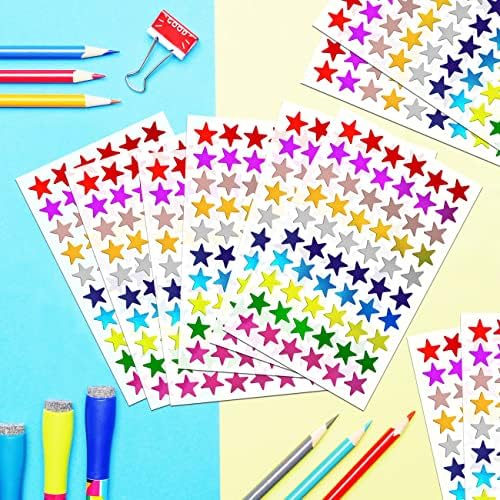 Yidelly 1200 Pack folie metalice stele autocolante, 10 culori spumante mici stele autocolante pentru copii recompensa, scoala,