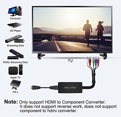 Adaptor de convertor HDMI pentru componente, HDMI la YPBPR Converter DVD compatibil, VCD, PS3/PS4, Xbox, Wii către noul HD