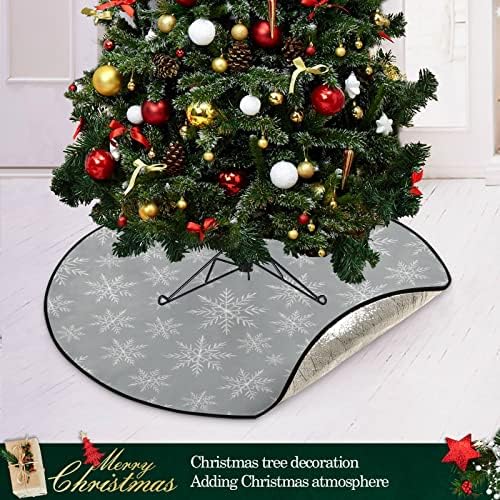 Susiyo de Crăciun Fulgi de zăpadă Grey Model de Crăciun Mat 28.3inch Protector de podea impermeabilă pentru decorațiuni de