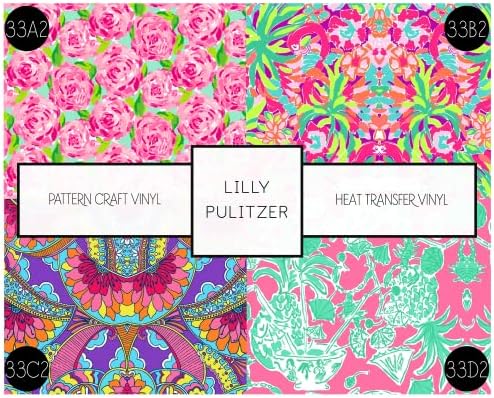 Lilly Pattern Vinyl HTV Foaie de transfer de căldură furnizată Floral Lilly Inspirat Model de coral pastel HTV 2 foi 12x12