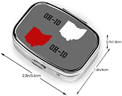 Oh-io Stat pătrat mini pilula caz cu oglinda Travel Prietenos Portabil Compact compartimente pilula Box