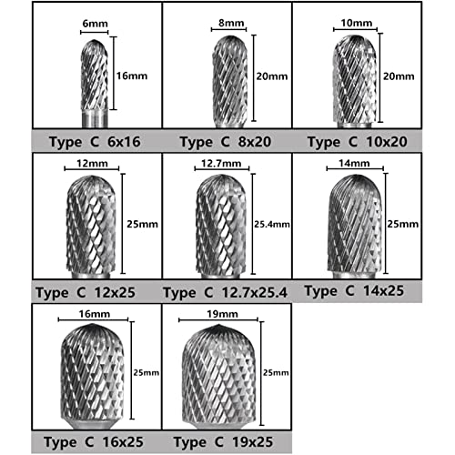 Tungsten Carbide Burr Tip C Fișiere rotative pentru frezare Metal Cutter Bit Cutter 6mm Shank Rotary Burrs 1PC -uri
