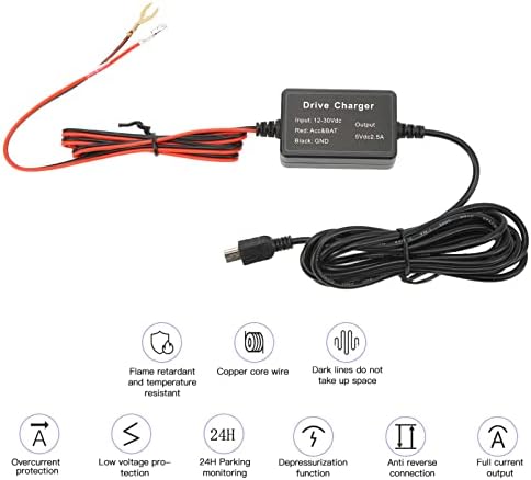 GPS Navigator Hard Wire Kit, instalare ușoară flexibilă durabilă 12V -30V până la 5V Dash Cam Hardwire Kit pentru detector