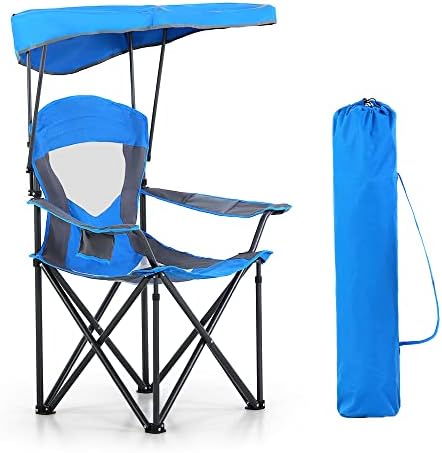Scaune de camping pentru sporturi înalte cu umbră de umbră, scaun de salon cu baldachin greu, scaun de călătorie de drumeție