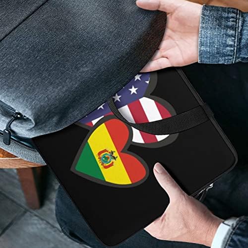 Inimi interblocare American Bolivian Flag Laptop Case Slim Bag pentru computer pentru muncă