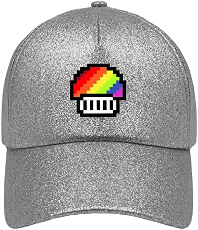 Pălărie de baseball pixel curcubeu ciupercă tata pentru băiat capace amuzante spumă de sclipici reglabilă pentru cadou