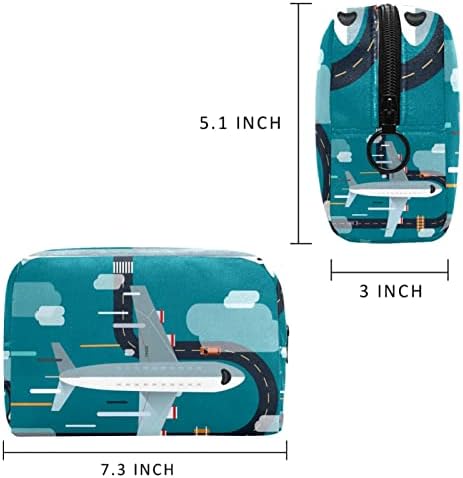 Geantă de toaletă de călătorie, organizator portabil de machiaj, suport cosmetic pentru set de perii, desen animat cu avionul