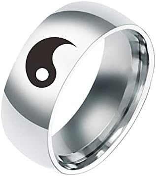 Colorat BLING inox Yin Yang cuplu verigheta Inele pentru bărbați femei Negru Argint Tai Chi echilibru potrivire logodna promisiune