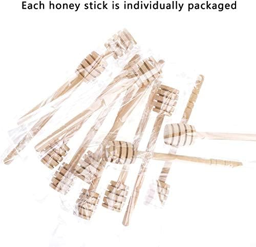 GIYOMI Honey Dipper Stick pentru borcan de miere distribuie miere de ploaie, 6 buc 6 inch / 15cm Lemn miere Dippers bastoane