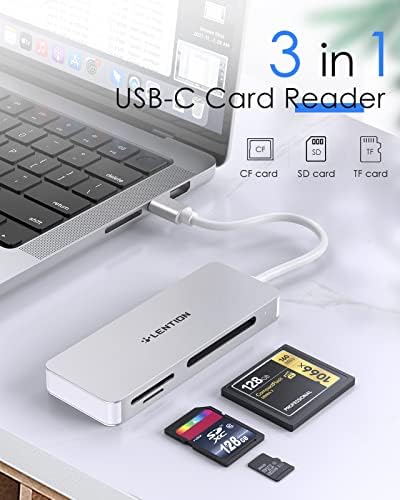 Lention USB C până la CF/SD/Micro SD MULTII-CARD Reader, adaptor de carduri SD 3.0 compatibil 2023- MacBook Pro 13/15/16,