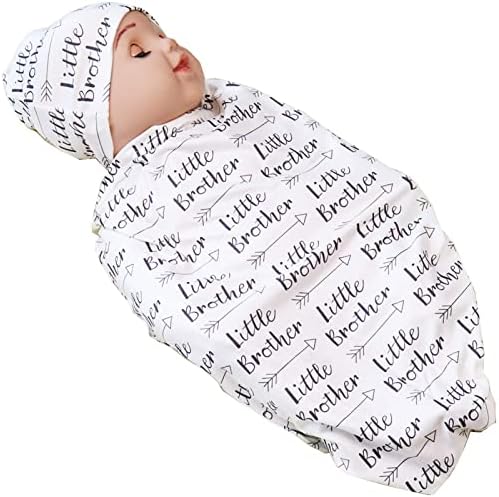 Pătură de înfășat nou-născut cu set de pălării, pătură moale elastică pentru băieți și fete de 0-3 luni