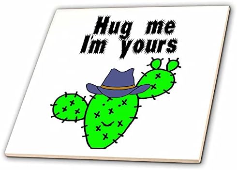 3drose amuzant drăguț Cactus plantă în Pălărie de Cowboy spune Îmbrățișează-mă Im a ta-gresie