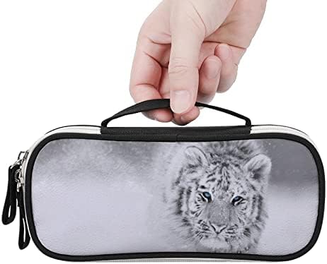 Tigru Albă Zăpadă Tiger Capacitate înaltă Pencil Pen Portable Carry Machiaj punga de depozitare a stiloului cu închidere cu