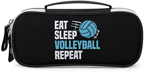 Eat Sleep Volleyball Repetă creion Pen carcasă portabilă cu pix cu fermoar pentru călătorii pentru machiaj pentru machiaj de