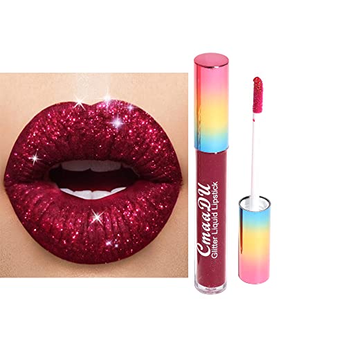Faeyli 6-Color Diamond Glitter Matte lipstick, luciu de buze lichid metalic rezistent la apă pentru femei
