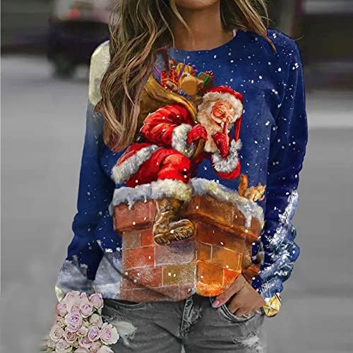 Femei Crăciun Fleece Pulovere Cu Maneci Lungi Fuzzy Tricouri Grafice De Vacanță