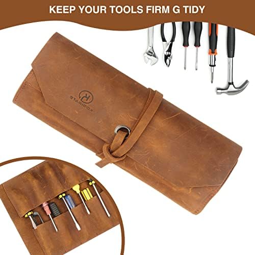 Instrument Kosibate Roll Up Bag, Piele de piele Rool Up Husa, geantă cu dalta/rolă de cheie de scule, instrumente portabile
